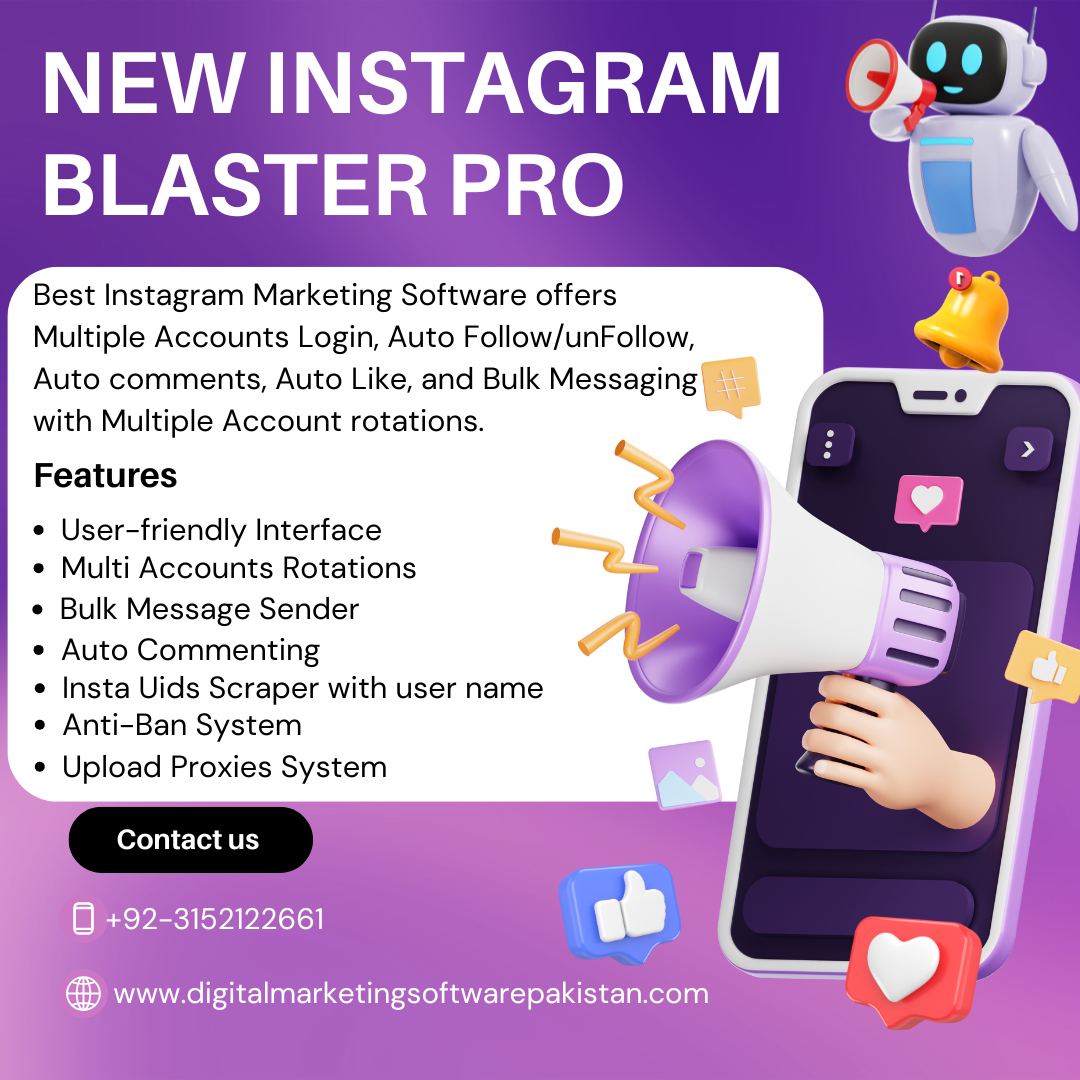 Instagram marketing software ,New Instagram Blaster Pro | Bulk Messaging with Multiple Accounts Rotation